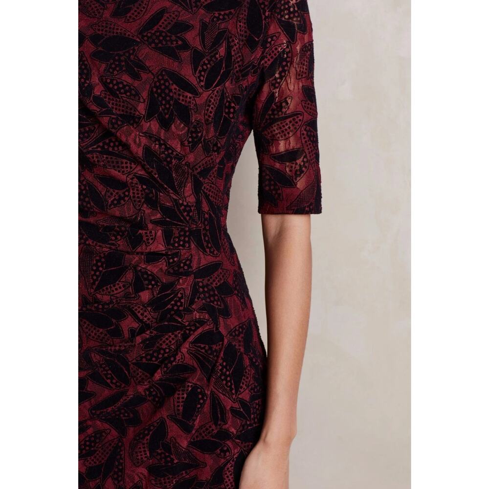 Anthropologie Maeve Elorn Short Sleeve Dress Size 2 Wine Black - Picture 8 of 8